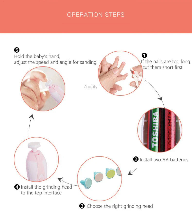 ToyZone™ Baby 6 in1 Electric Adult Baby Nail Clipper Manicure & Pedicure Newborn