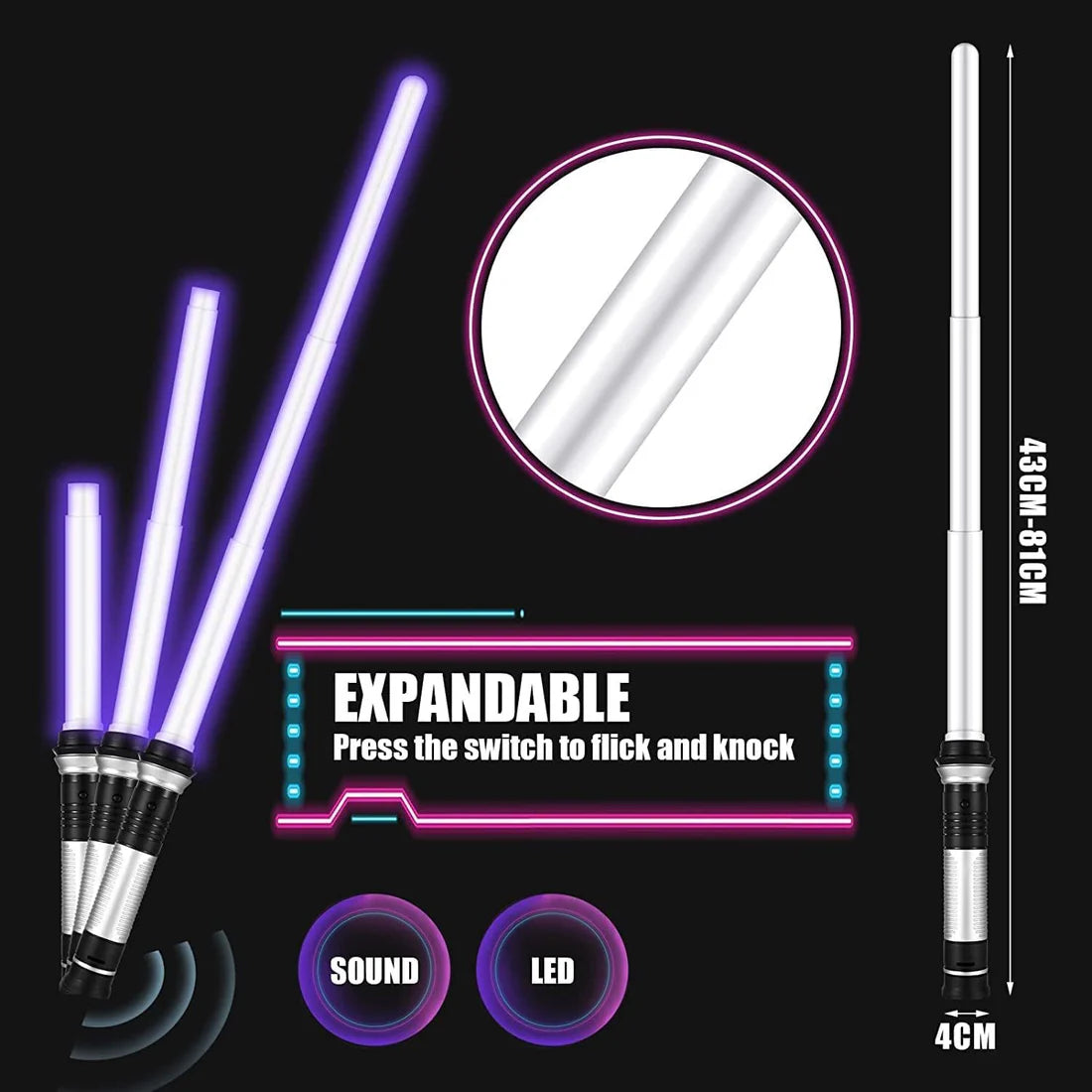 ToyZone™ LED Light Up 7 Colors Sword (2 Pcs)