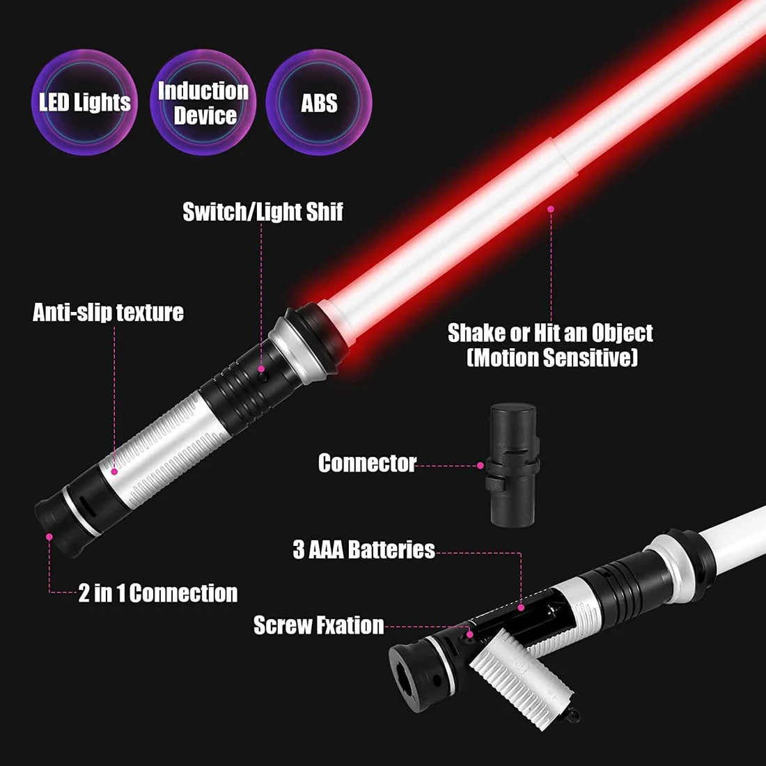ToyZone™ LED Light Up 7 Colors Sword (2 Pcs)