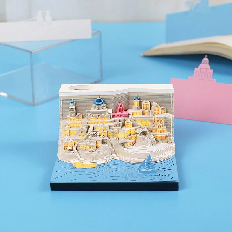 ToyZone™ 3D Santorini Notepad Paper Carving Building Model