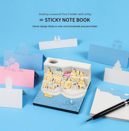 ToyZone™ 3D Santorini Notepad Paper Carving Building Model